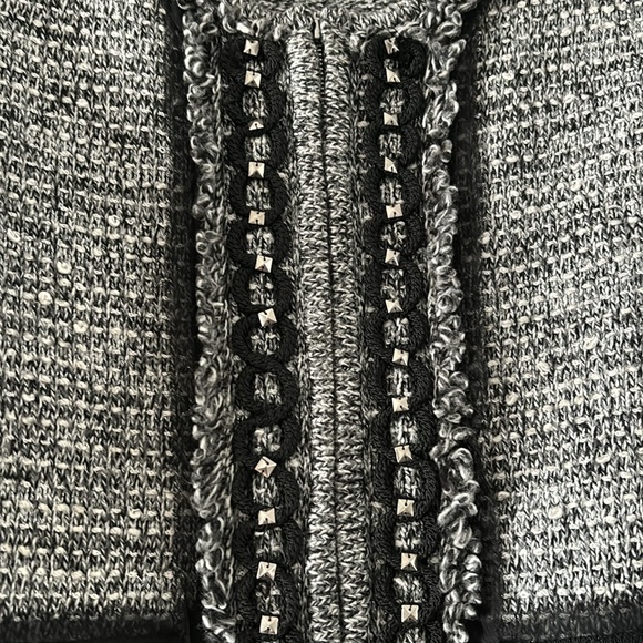 WHBM Sweater Blazer Jacket Black White Stitched Lightweight Cardigan Fabric Sz M - Picture 3 of 9